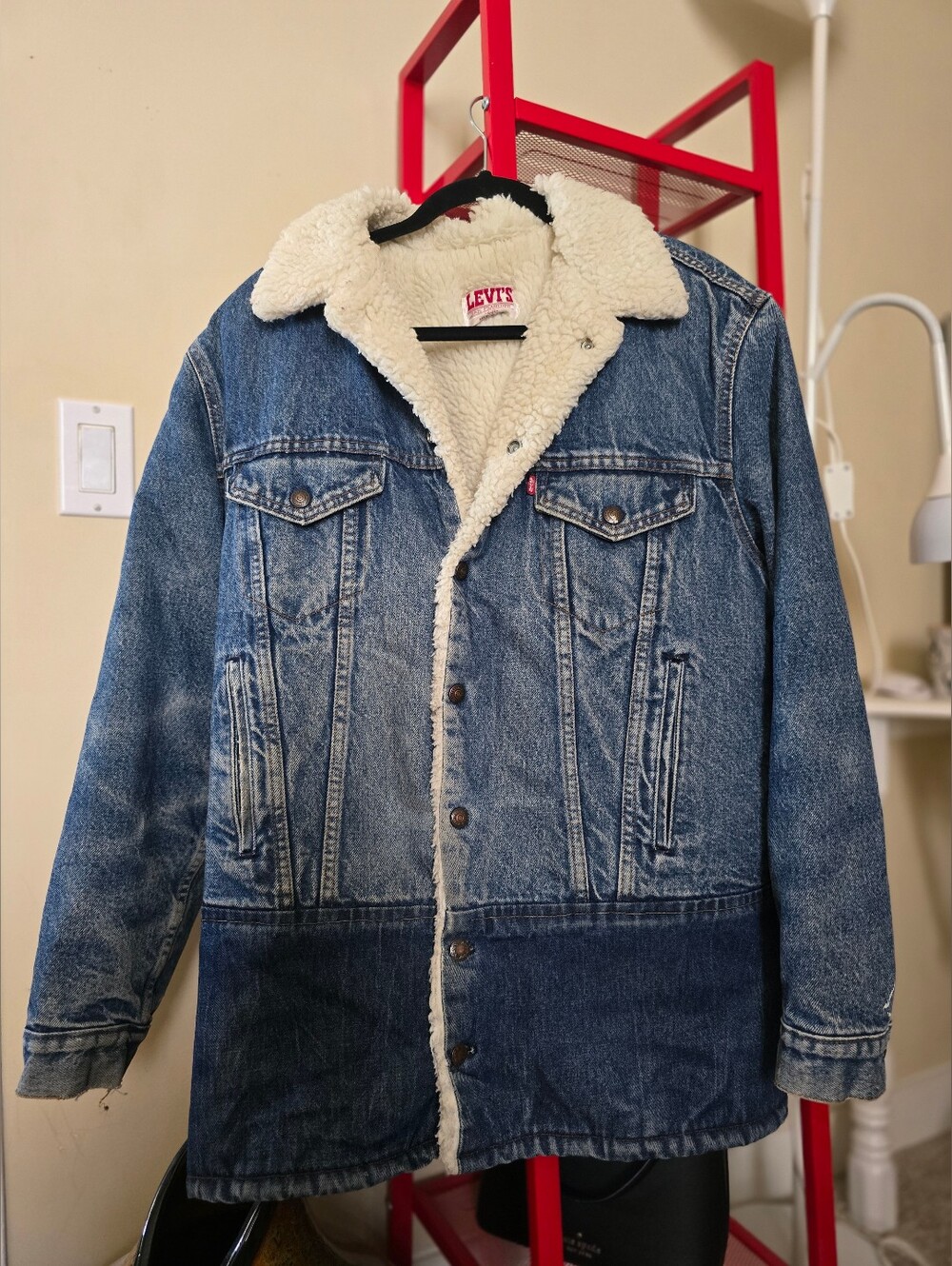 Vintage Made in USA Levi’s Sherpa-Lined Denim Ranch Coat Jacket (Unisex Size 44 - Picture 2 of 7